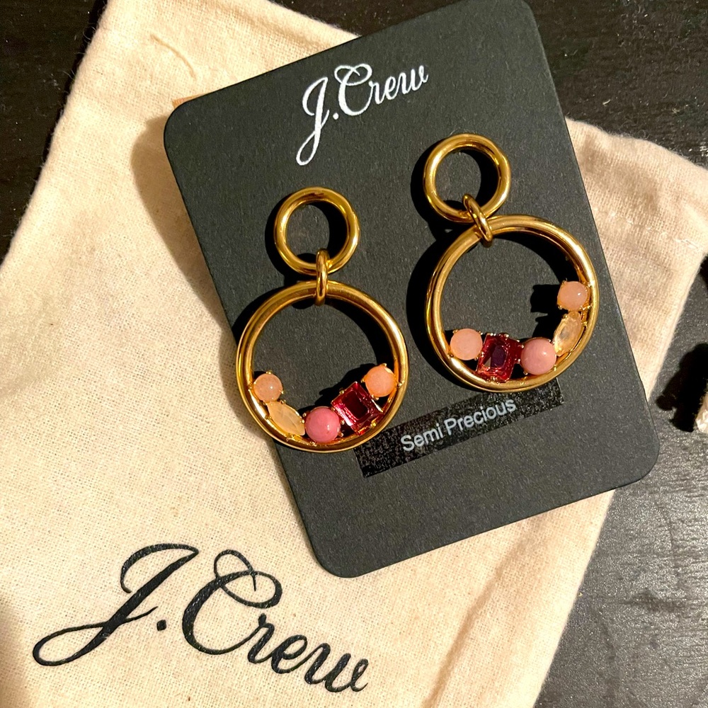 J. Crew Nested stone drop earrings. NWT
